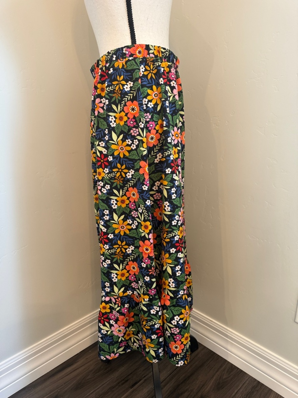 Floral Midi Skirt Ladies Large Boho Cottagecore Elastic Waist Colorful Floral - Picture 9 of 9
